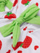 [Pré-vente] Maillot de bain robe rouge et vert avec nœud à fraises des années 40