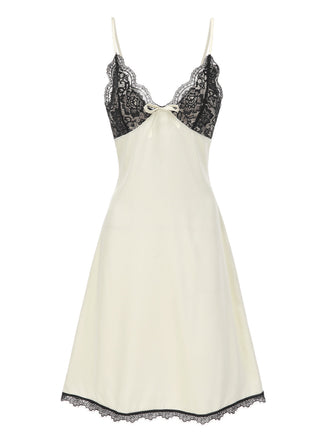 [Prévente] Robe de nuit beige en satin et dentelle années 1950