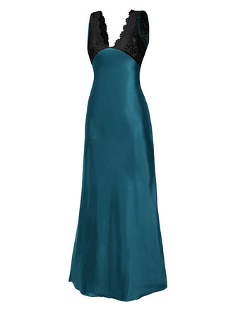 Chemise de nuit en dentelle et satin col v des années 1930