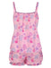 [Prévente] Ensemble pyjama rose avec nœud et animaux marins années 60