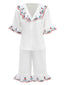 [Prévente] Ensemble pyjama blanche dentelle brodée à volants années 1950
