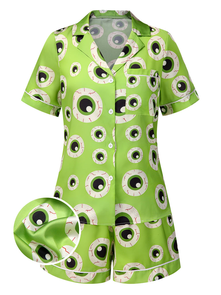 [Prévente] Ensemble pyjama vert à revers pour Halloween des années 1970
