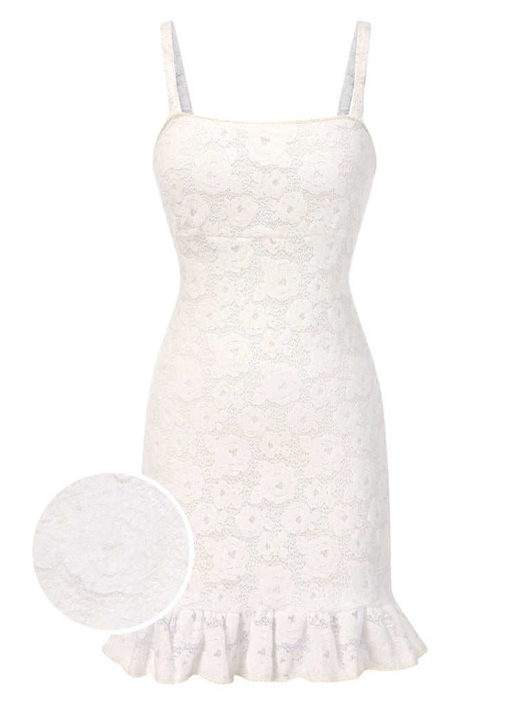 [Prévente] Chemise de nuit blanche en dentelle fleur années 1930