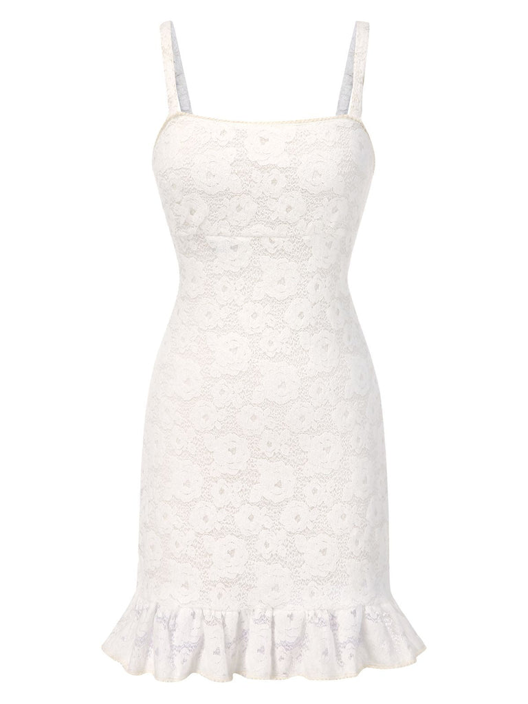 [Prévente] Chemise de nuit blanche en dentelle fleur années 1930