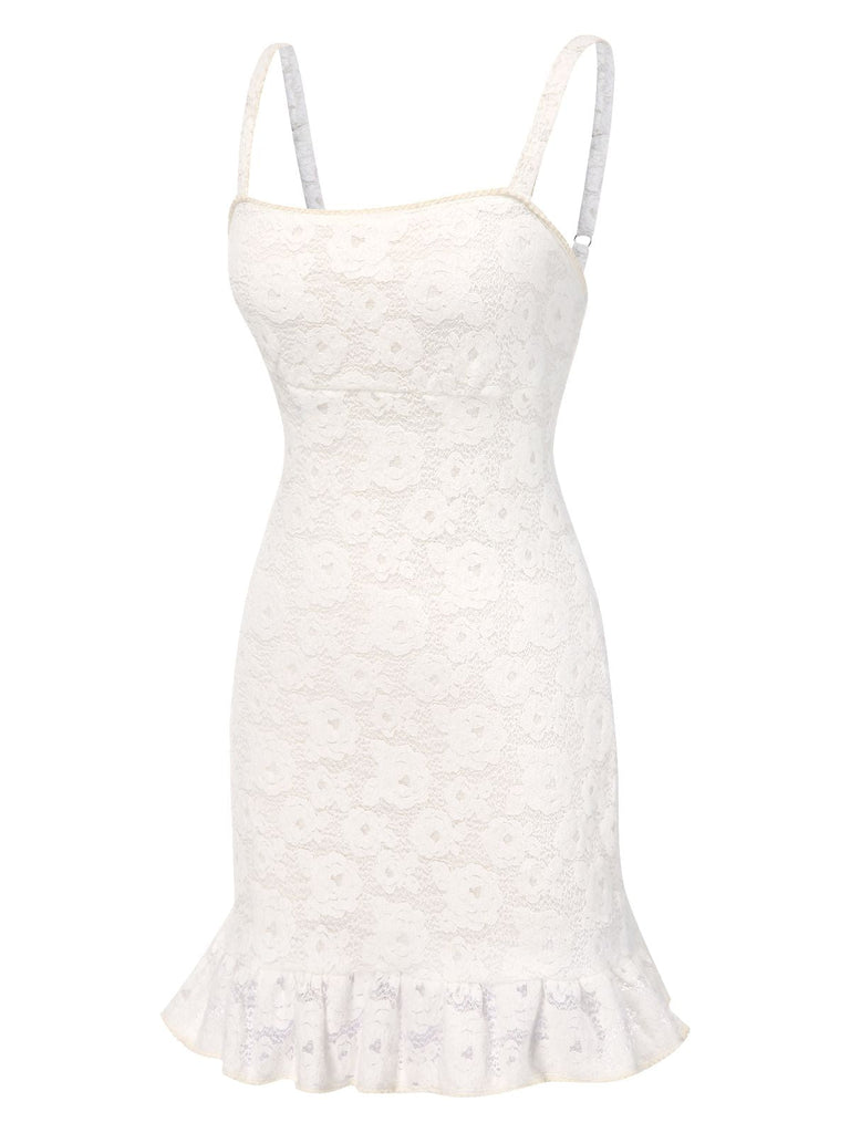 [Prévente] Chemise de nuit blanche en dentelle fleur années 1930