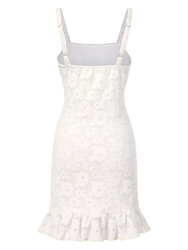 [Prévente] Chemise de nuit blanche en dentelle fleur années 1930