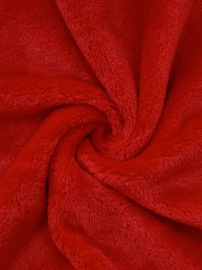 [Prévente] Peignoir à capuche en fausse fourrure Noël rouge et pompons des années 40