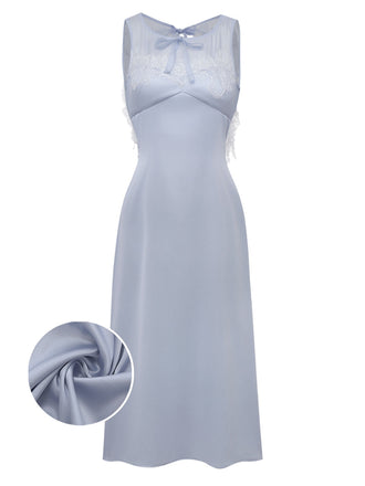 [Prévente] Nuisette bleu clair dos découpé patchwork de dentelle années 1930