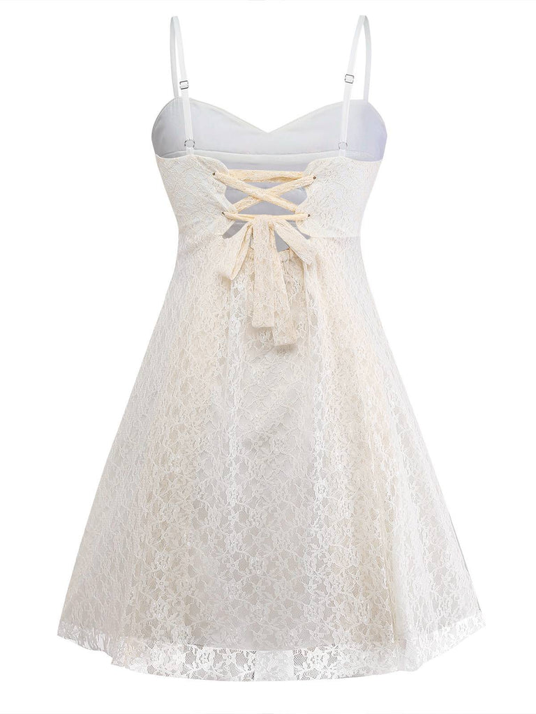 [Prévente] Nuisette en dentelle brodée de fleurs abricot style années 1950