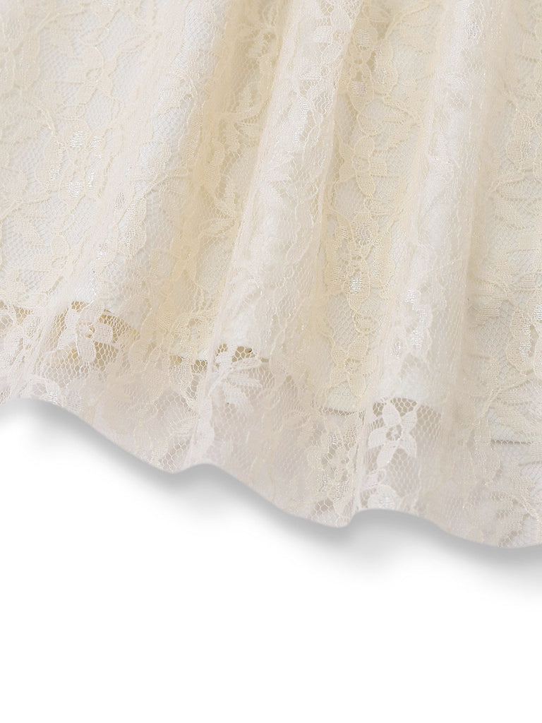 [Prévente] Nuisette en dentelle brodée de fleurs abricot style années 1950