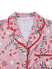 Ensemble pyjama long rose motif canne de Noël des années 1940