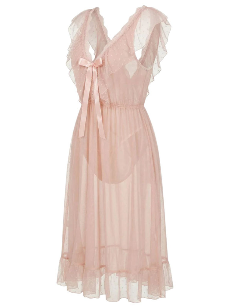 Chemise de nuit rose princesse en tulle années 1930