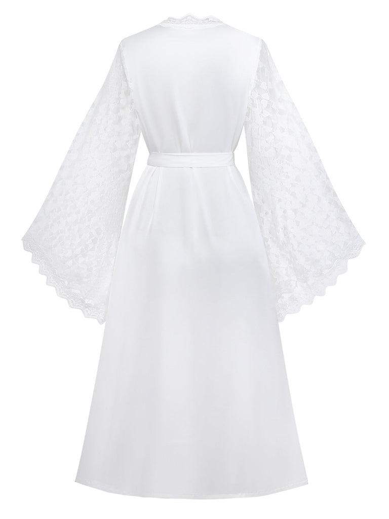 White 1950s Lace Sleepwear Classic Two Piece Set 2
