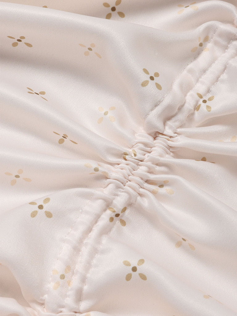 [Prévente] Nuisette Satin Petites Fleurs Convertible Ruched Ourlet Années 1950 8