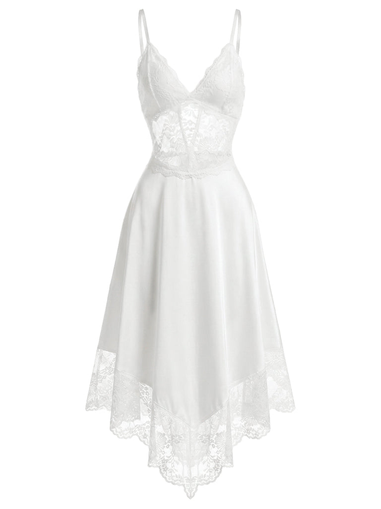 [Prévente] Nuisette Blanc Dentelle Corset Satin Années 1930 2