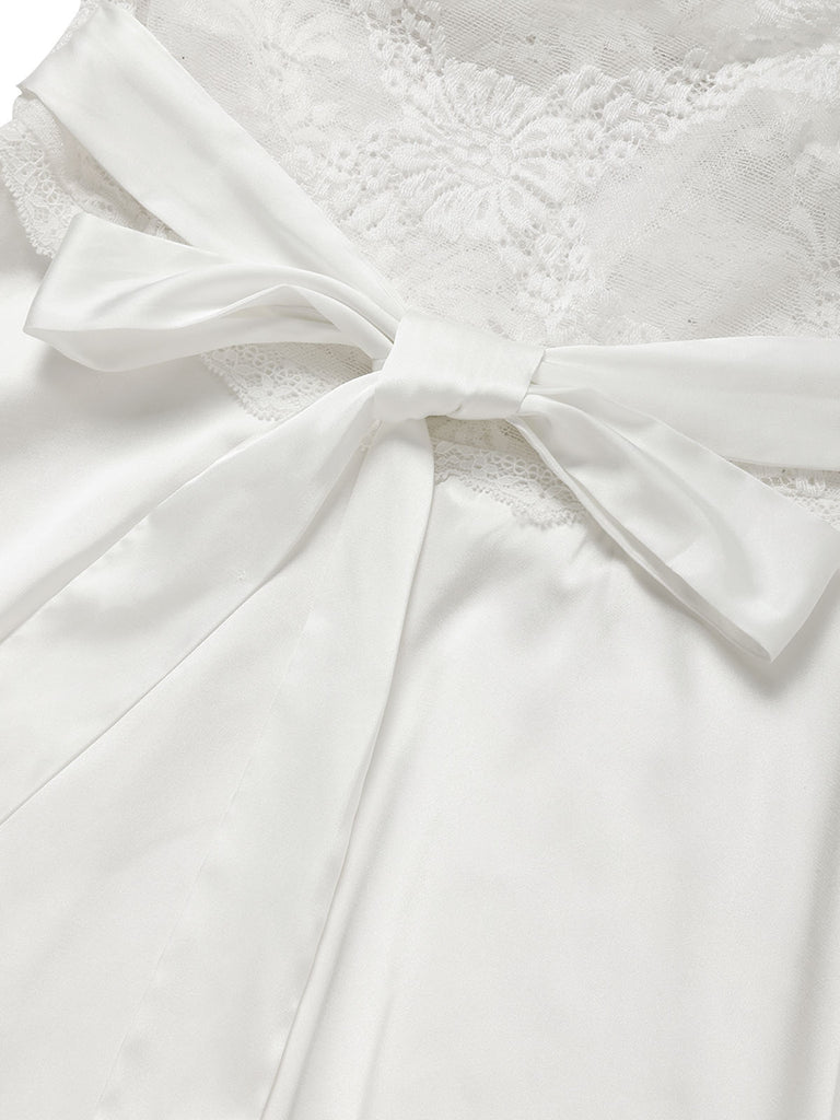 [Prévente] Nuisette Blanc Dentelle Corset Satin Années 1930 6