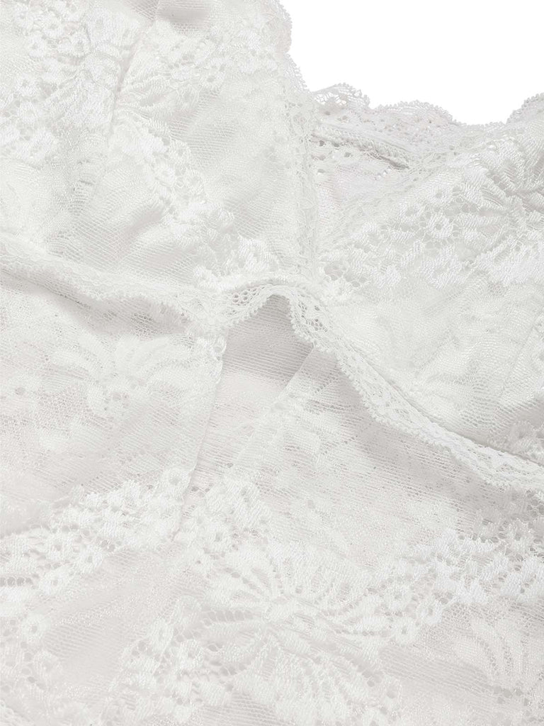 [Prévente] Nuisette Blanc Dentelle Corset Satin Années 1930 7