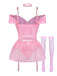 Ensemble 4 Pièces Lingerie Body Tutu Ballet Pailleté Rose Années 60