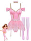 4PCS Lingerie Body Tutu Ballet Pailleté Rose Années 60