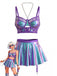 Nuisette Halter Dentelle Holographique Chaîne Lingerie Violet Années 1980