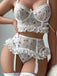Nuisette Blanc Floral Dentelle Armature Porte-Jarretelles avec Bas Années 1950 3