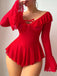 Ensemble 2 Pièces Nuisette Épaules Dénudées Tulle Transparent Années 50