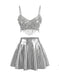 Ensemble Argent Paillettes Frange Années 1950 2