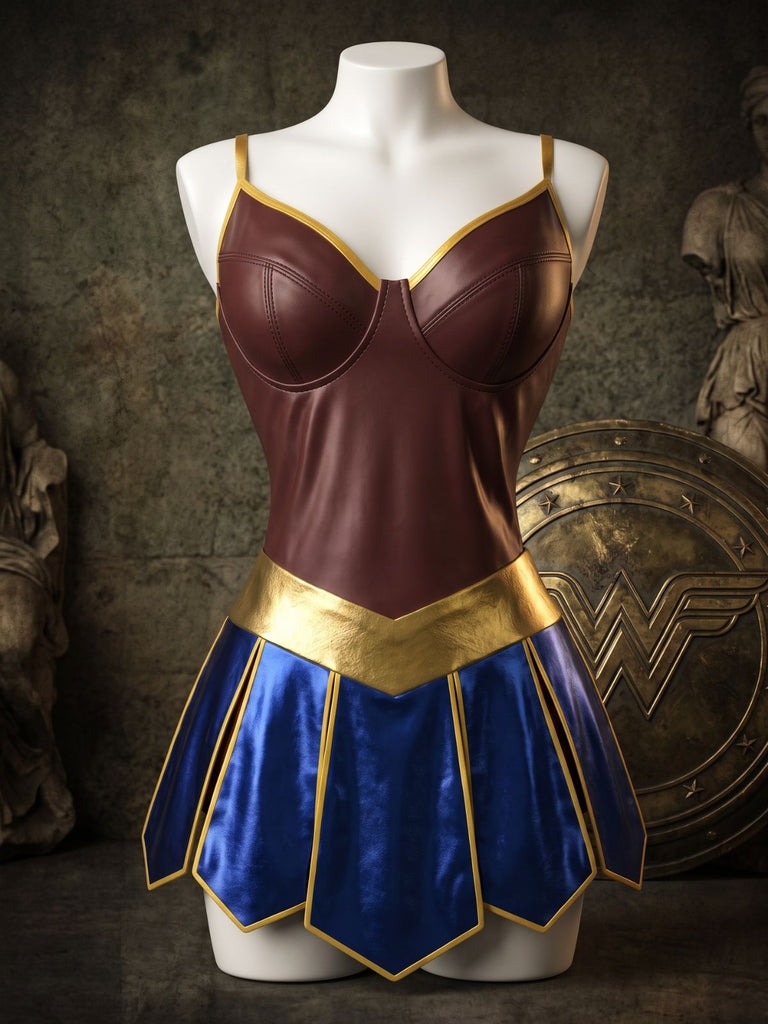 Set Nuisette Cosplay Super-Héroïne Métallique Années 1980