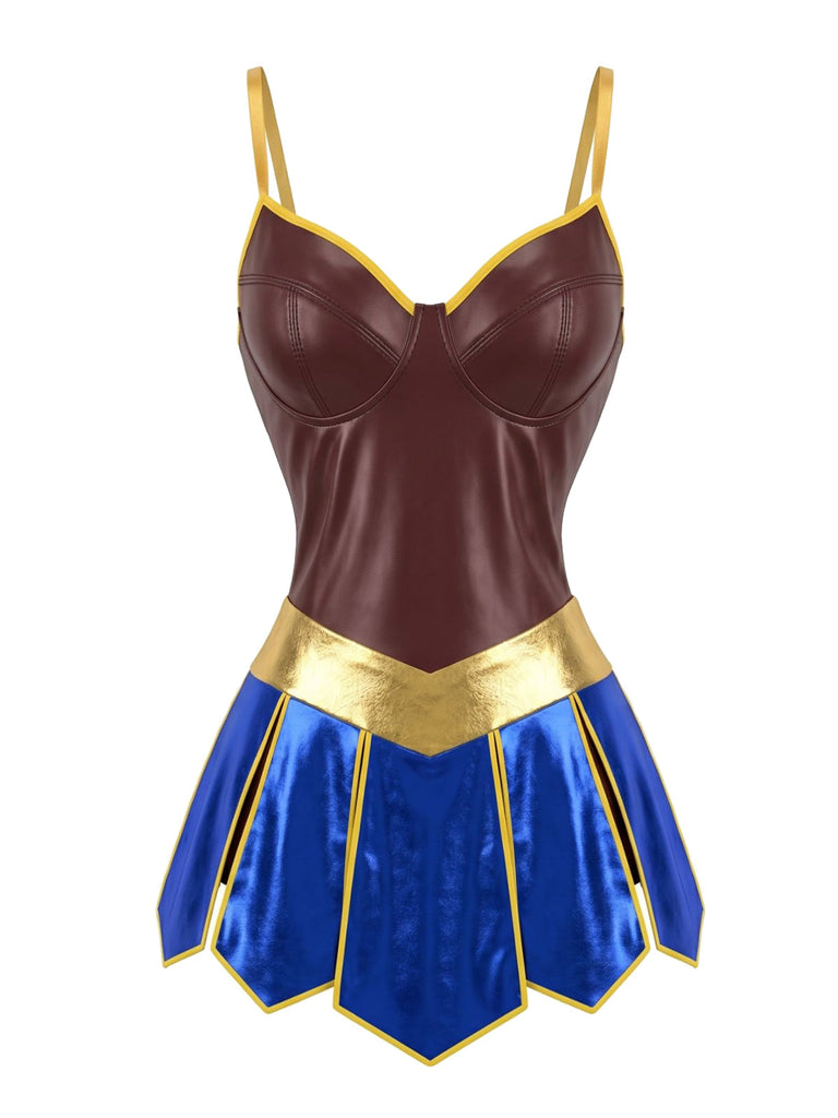 Set Nuisette Cosplay Super-Héroïne Métallique Années 1980