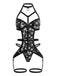 Body lingerie à bretelles, motifs crânes et toiles d'araignée Années 1970