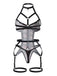 Body lingerie à bretelles, motifs crânes et toiles d'araignée Années 1970