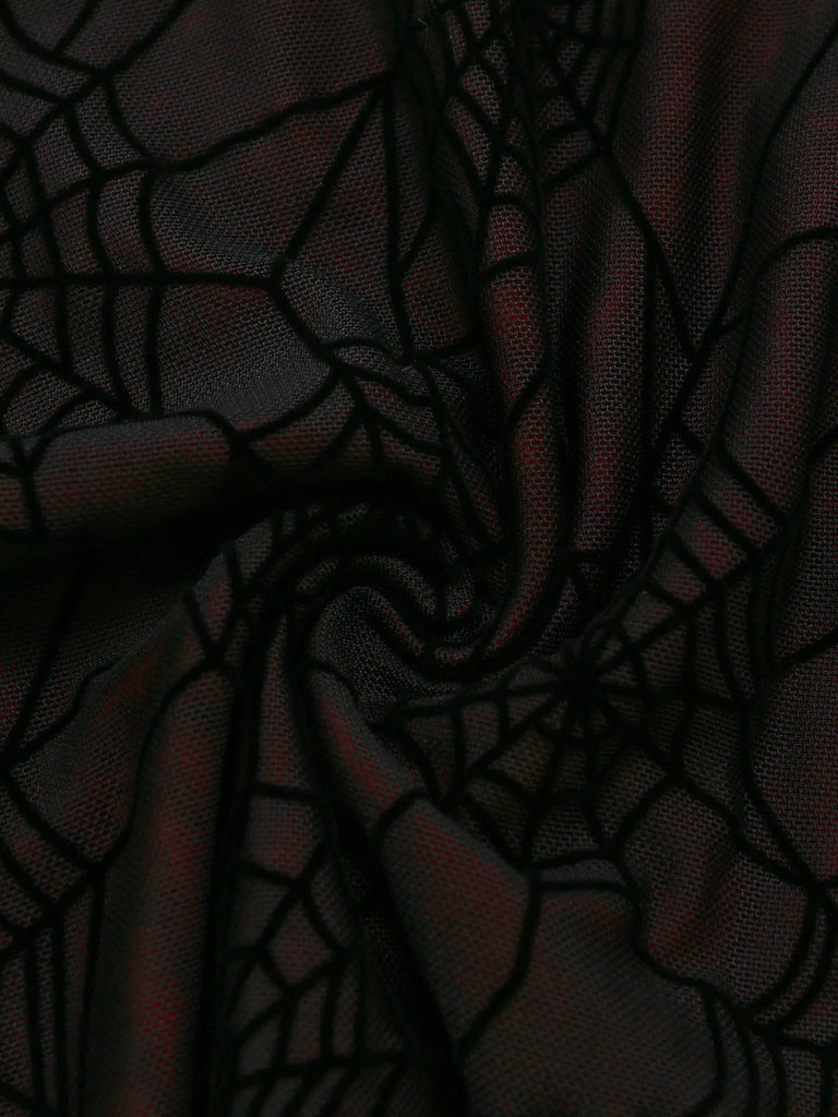 Sleepwear Gothique Spiderweb Filet Halter Crop Lingerie Ensemble Années 1980