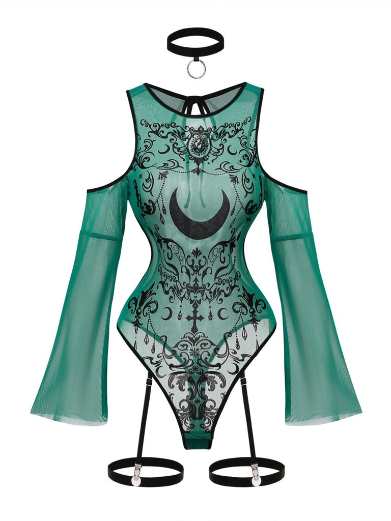 Set Lingerie Céleste Whimsigoth à Épaules Dénudées Années 1980