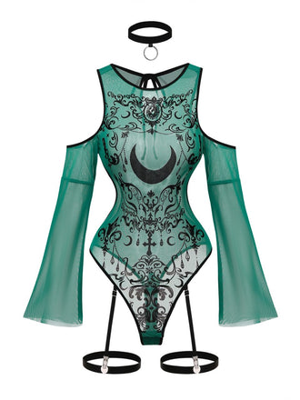 Set Lingerie Céleste Whimsigoth à Épaules Dénudées Années 1980