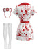 Ensemble costume blanc d'infirmière Halloween à éclaboussures de sang Années 1980