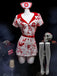 Ensemble costume blanc d'infirmière Halloween à éclaboussures de sang Années 1980