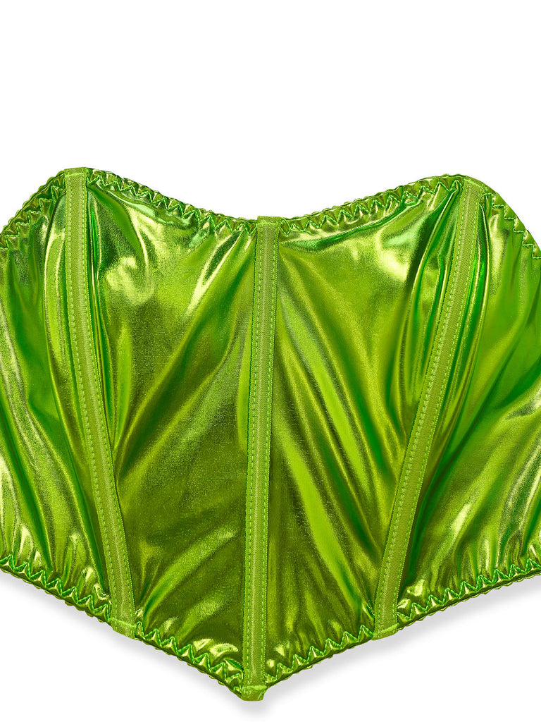Ensemble pyjama de fée vert métallisé en tulle avec ailes années 1980