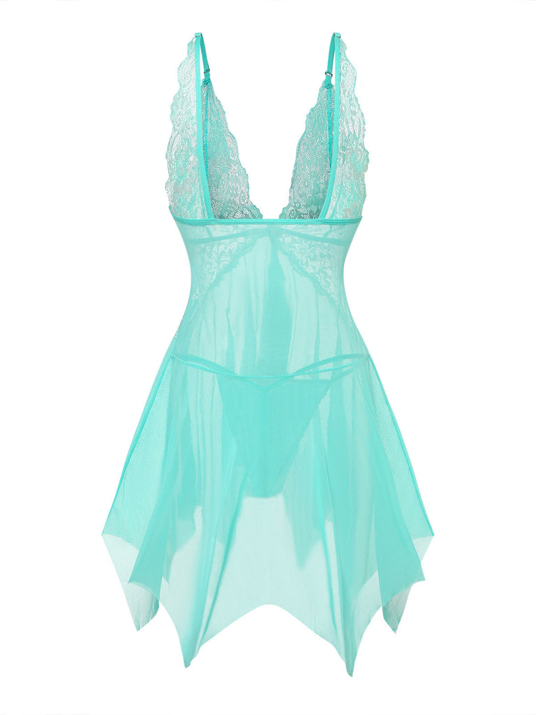 1980s Lace Mesh Sleepwear Classic Nightgown 5