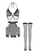 Ensemble Lingerie Dentelle Rayé Dos-Nu avec Bas Années 1980