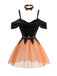 Set Lingerie Sorcière Halloween à Épaules Dénudées Années 1980