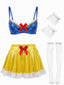 Ensemble de lingerie nœud papillon bleu et jaune années 1950