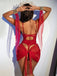 Nuisette Rouge Medusa Snakeskin Imprimé Tulle Années 1980 3