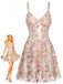 Chemise de Nuit Rose Florale Papillons Bretelles Fines Années 1940