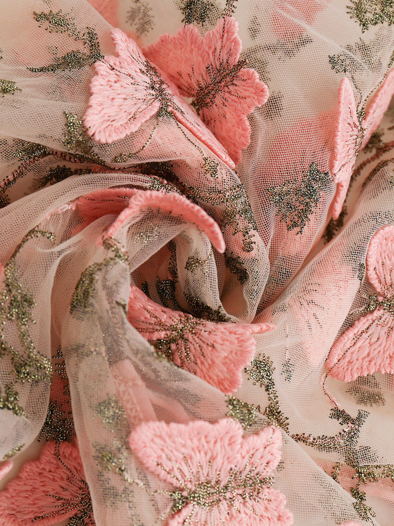 Chemise de Nuit Rose Florale Papillons Bretelles Fines Années 1940 4