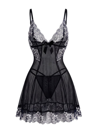 1950s Floral Lace V Neck Nightgown 5