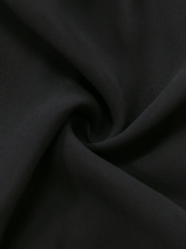 Nuisette Babydoll en Dentelle et Tulle avec Nœud Noir Années 1970
