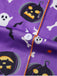 Ensemble pyjama violet d’Halloween à fantômes et citrouilles avec short années 1950