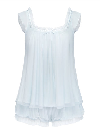 Ensemble pyjama caraco à manches flottantes et volants années 1930 - 1