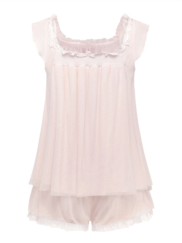 Ensemble pyjama caraco à manches flottantes et volants années 1930 - 8
