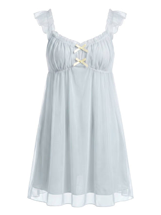 Nuisette babydoll résille volants et nœud années 1950
